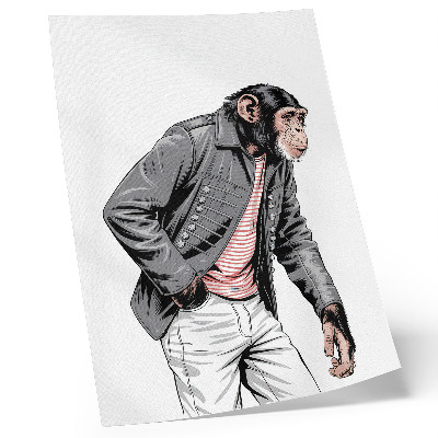 Arte de parede Chimpanzé estiloso com jaqueta estampada contrastante
