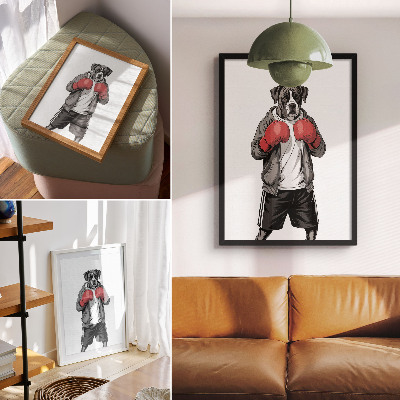 Poster para cozinha Luvas de boxe para cães da raça Boxer, estilo esportivo