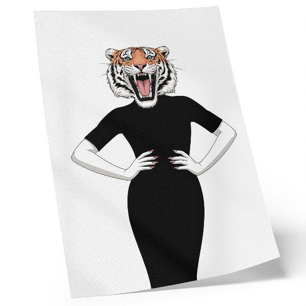 Impressão em tela Combinação surrealista de tigre e vestido