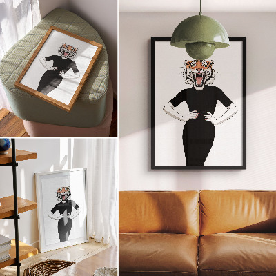 Impressão em tela Combinação surrealista de tigre e vestido
