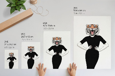 Impressão em tela Combinação surrealista de tigre e vestido