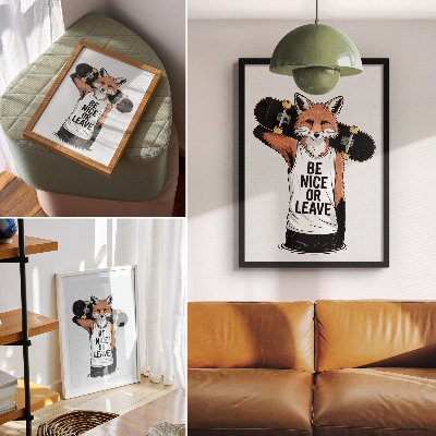 Arte de parede Inscrição da placa da raposa estilo jovem