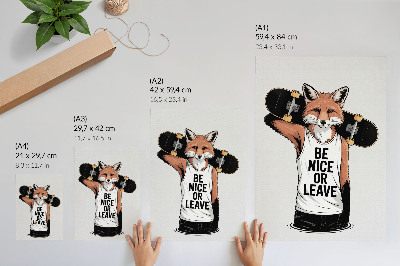 Arte de parede Inscrição da placa da raposa estilo jovem