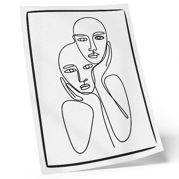 Poster decorativo Contornos faciais, linhas pretas, minimalismo, elegância