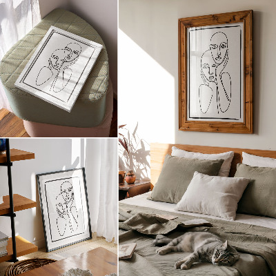 Poster decorativo Contornos faciais, linhas pretas, minimalismo, elegância