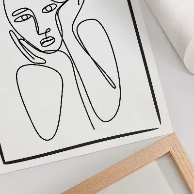 Poster decorativo contornos faciais com linhas pretas em estilo minimalista e elegante