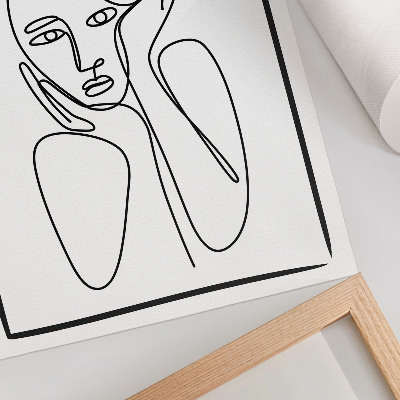 Poster decorativo Contornos faciais, linhas pretas, minimalismo, elegância