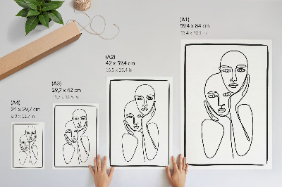 Poster decorativo Contornos faciais, linhas pretas, minimalismo, elegância
