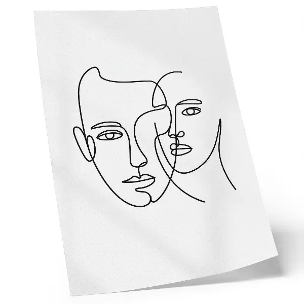 Impressão em tela retratos minimalistas com arte linear focada em profundidade e emoções