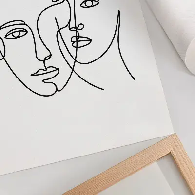 Impressão em tela retratos minimalistas com arte linear focada em profundidade e emoções
