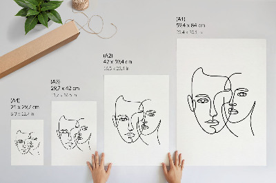 Impressão em tela Retratos minimalistas, arte linear, profundidade, emoções