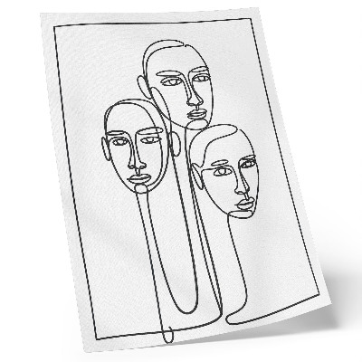 Arte de parede Rostos em técnica de arte linear, minimalismo, elegância