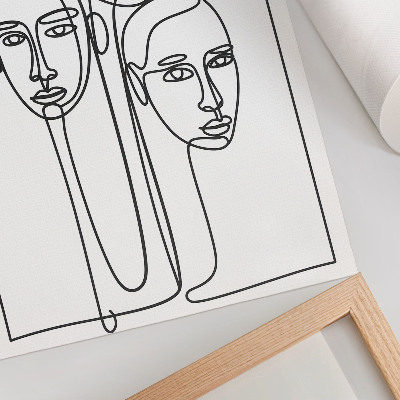 Arte de parede Rostos em técnica de arte linear, minimalismo, elegância