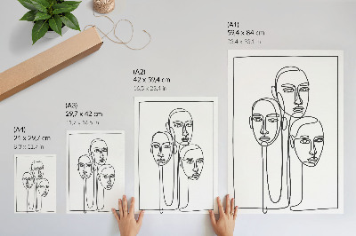 Arte de parede Rostos em técnica de arte linear, minimalismo, elegância