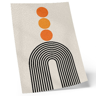 Poster decorativo Três círculos laranja com linhas pretas em forma de leque.