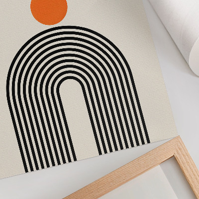 Poster decorativo Três círculos laranja com linhas pretas em forma de leque.