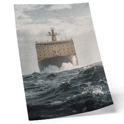 Poster para cozinha navio no mar com estilo minimalista de harmonia e majestade