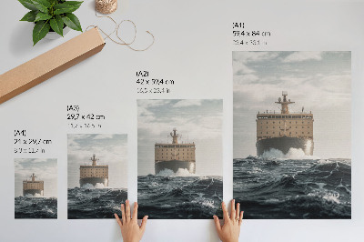 Poster para cozinha Navio no mar: minimalismo, harmonia e majestade.