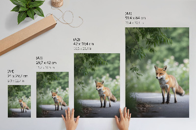Poster decorativo Raposa na natureza verde paz minimalismo