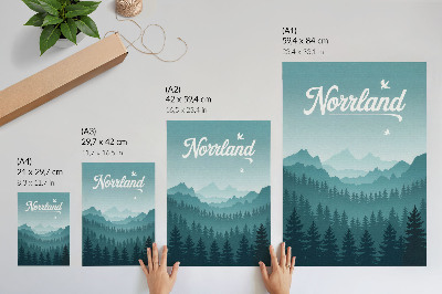 Poster decorativo Montanhas azuis, árvores verdes, espaço, natureza