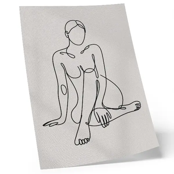 Arte de parede silhueta preta sutil sobre fundo claro