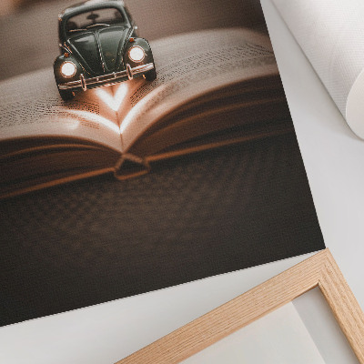 Arte de parede Carrinho em miniatura sobre um livro com luzes mágicas