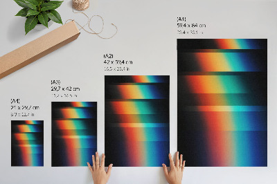 Arte de parede Listras horizontais coloridas com efeito de profundidade e movimento