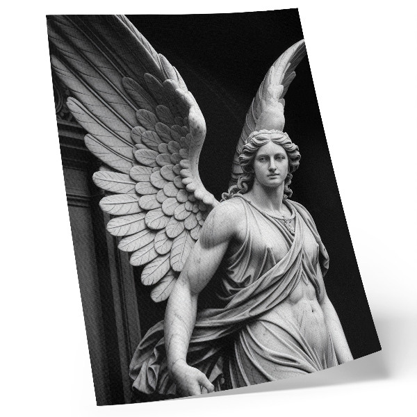 Poster decorativo Escultura de anjo em mármore, repleta de detalhes e elegância.