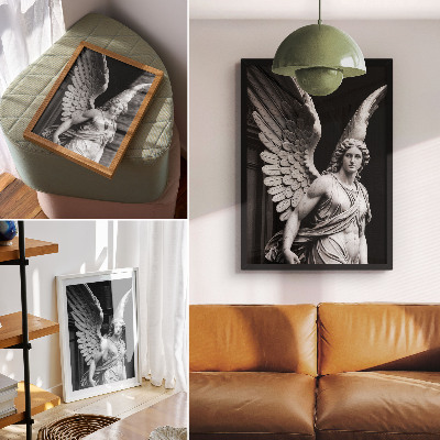 Poster decorativo Escultura de anjo em mármore, repleta de detalhes e elegância.