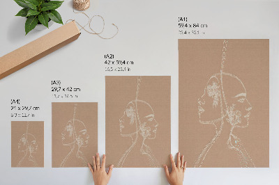 Arte de parede Duas faces alinhadas com flores delicadas e harmoniosas