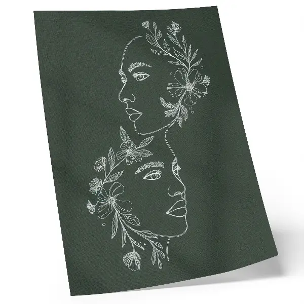 Poster para cozinha com estampa de linhas delicadas e flores em composição moderna