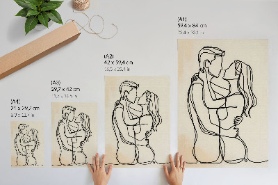 Impressão em tela Casal minimalista apaixonado em fundo bege