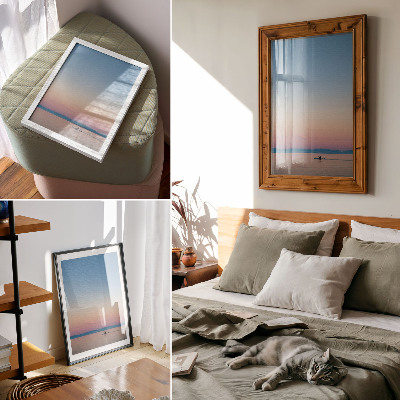 Arte de parede Passeio de caiaque em um mar calmo em tons pastel.