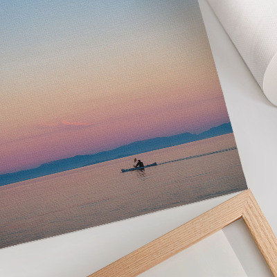 Arte de parede Passeio de caiaque em um mar calmo em tons pastel.