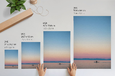 Arte de parede Passeio de caiaque em um mar calmo em tons pastel.