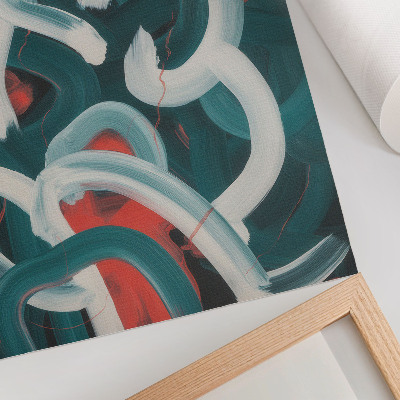 Poster decorativo Traços abstratos e dinâmicos em tons turquesa.
