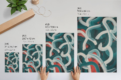 Poster decorativo Traços abstratos e dinâmicos em tons turquesa.