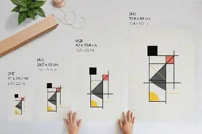 Poster para cozinha com padrões geométricos de linhas e formas em estilo moderno