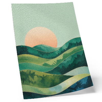 Impressão em tela Colinas em tons pastel, aquarela, sol