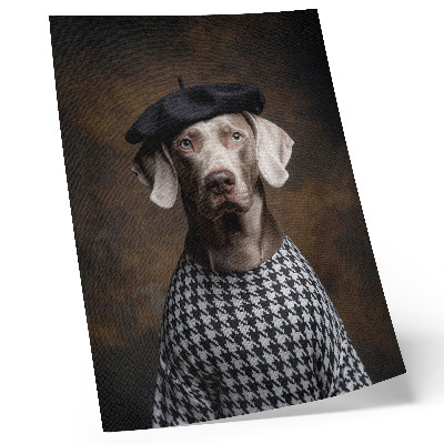 Poster decorativo Cachorro com boina e colete estampado elegante