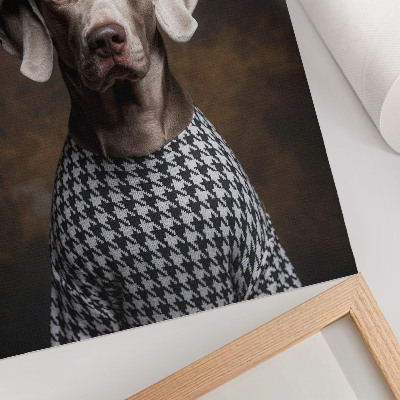 Poster decorativo Cachorro com boina e colete estampado elegante