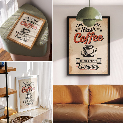 Arte de parede xícara com atmosfera de café em estilo retrô
