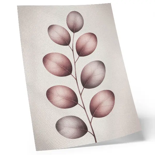 Impressão em tela ramo com folhas rosadas em estilo minimalista e leve