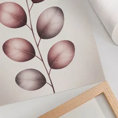 Impressão em tela ramo com folhas rosadas em estilo minimalista e leve