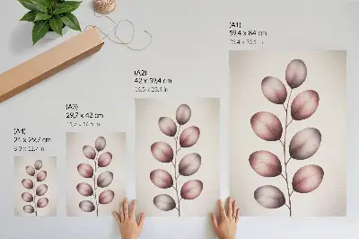 Impressão em tela ramo com folhas rosadas em estilo minimalista e leve
