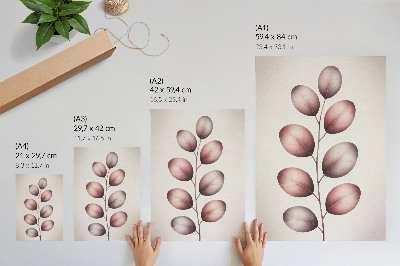 Impressão em tela Ramo com folhas rosadas, minimalismo e leveza.