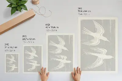Arte de parede pássaros em fundo cinza com harmonia e simplicidade