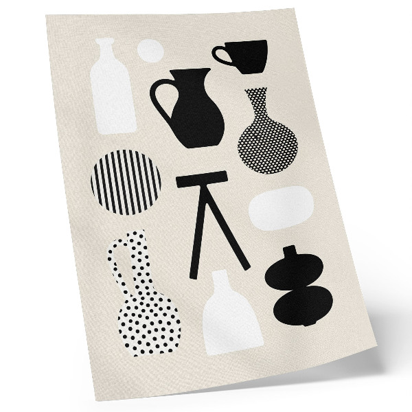 Poster para cozinha Padrões geométricos em preto e branco sobre um fundo bege