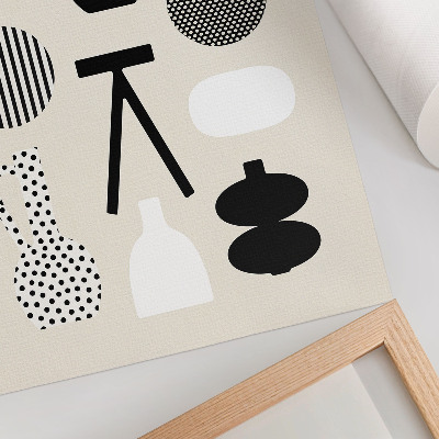 Poster para cozinha Padrões geométricos em preto e branco sobre um fundo bege
