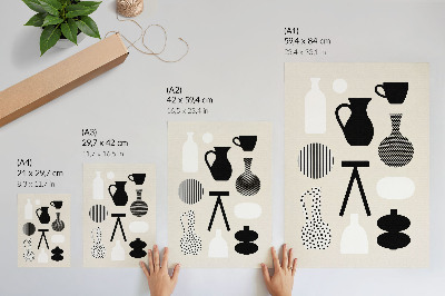 Poster para cozinha Padrões geométricos em preto e branco sobre um fundo bege